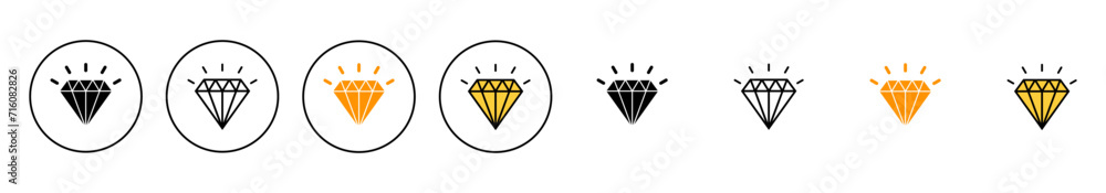 Diamond icon set vector. diamond gems sign and symbol