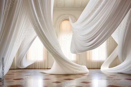 White Curtains for Wedding and Maternity Photo Backdrop: Elegant Room Setting, Bridal Serenity, Maternal Beauty, Timeless Draperies, Bridal and Maternity Elegance, White Backdrop, Serene Atmosphere, 