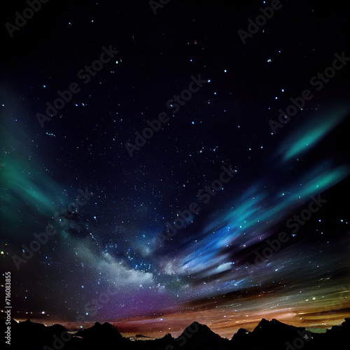 Beautiful lights and stars in the night sky.