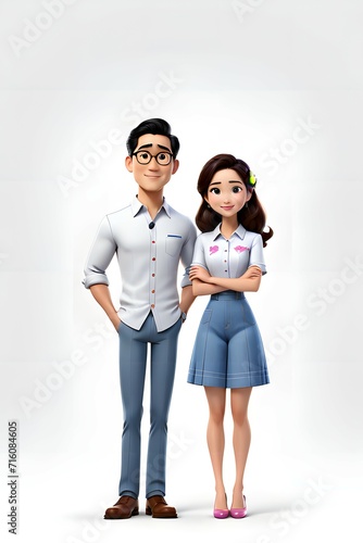 3D cartoon character standing on white background
