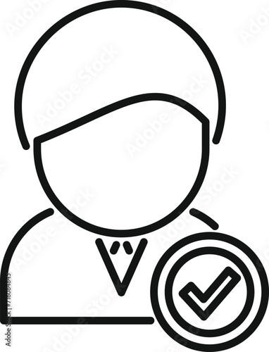 Approved candidate manager icon outline vector. New online business. Care person