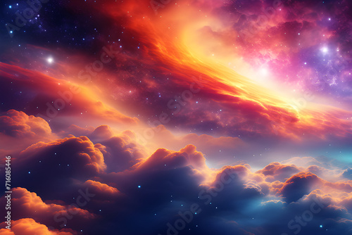 Light and Mystery of the Galaxy: Colorful Galaxy Cloud Nebula Background, Space and Astronomy Concepts, High Definition of Supernova and Night Sky Stars generative ai