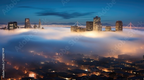 A dense fog crawls over the city Urban landscapes in a new light