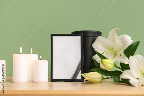 Blank funeral frame, burnin...