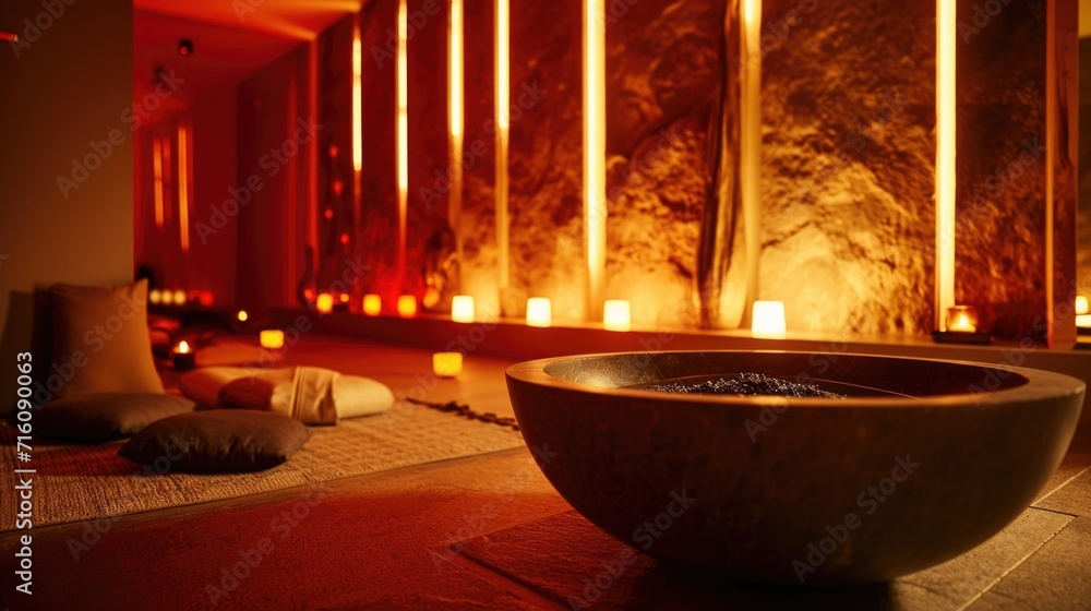 The vibrations of a sound bath being felt through the floor, creating a sense of tranquility and relaxation.