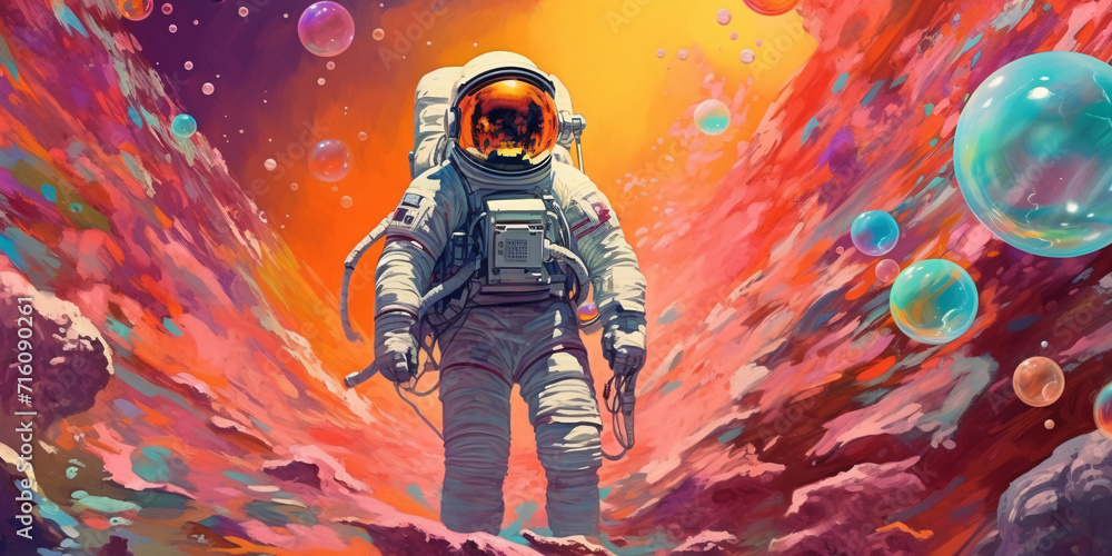 Fototapeta premium 宇宙飛行士のイラスト