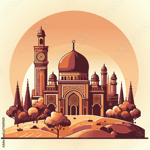 Mosque Falt Vector art illustration 