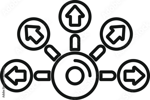 Choice pointer icon outline vector. Online index variety. Collection gear