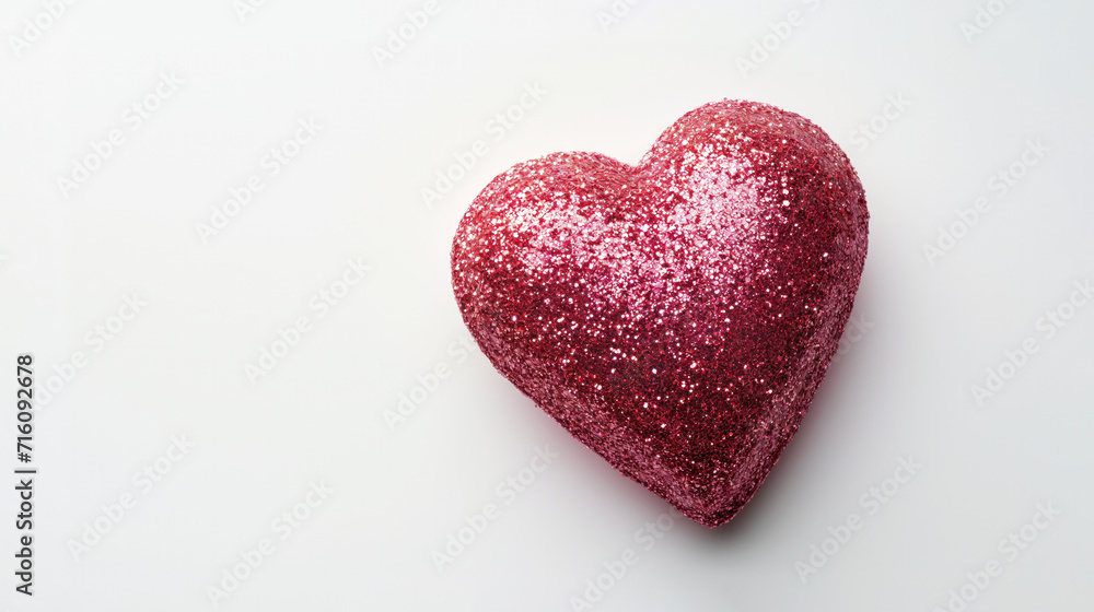 Pink glitter heart on white background. Love and valentine's day concept. Pink glitter heart on white background. Love and valentine's day concept.