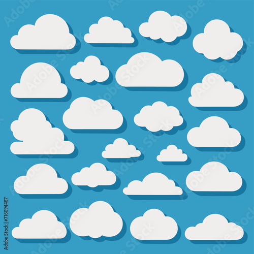 Cloud drawing doodles set cloud icons collection