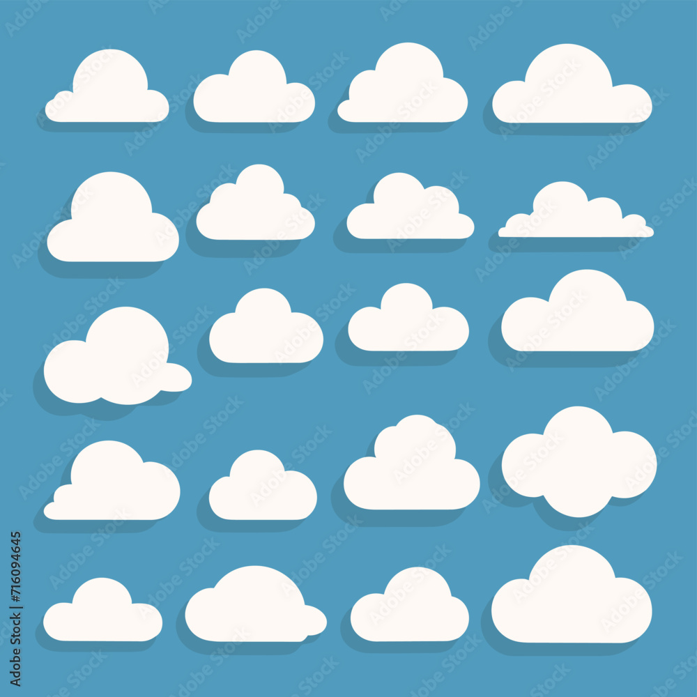 Fototapeta premium Cloud drawing doodles set cloud icons collection