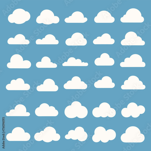 Cloud drawing doodles set cloud icons collection