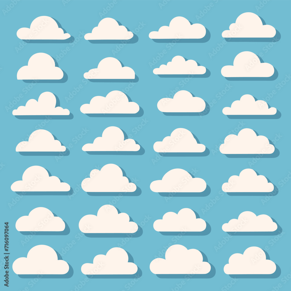 Cloud drawing doodles set cloud icons collection Cloud drawing doodles set cloud icons collection