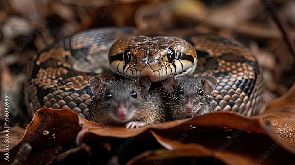 Fototapeta premium Friendship Snake and Mouse