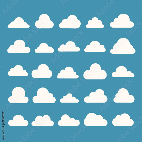 Cloud drawing doodles set cloud icons collection