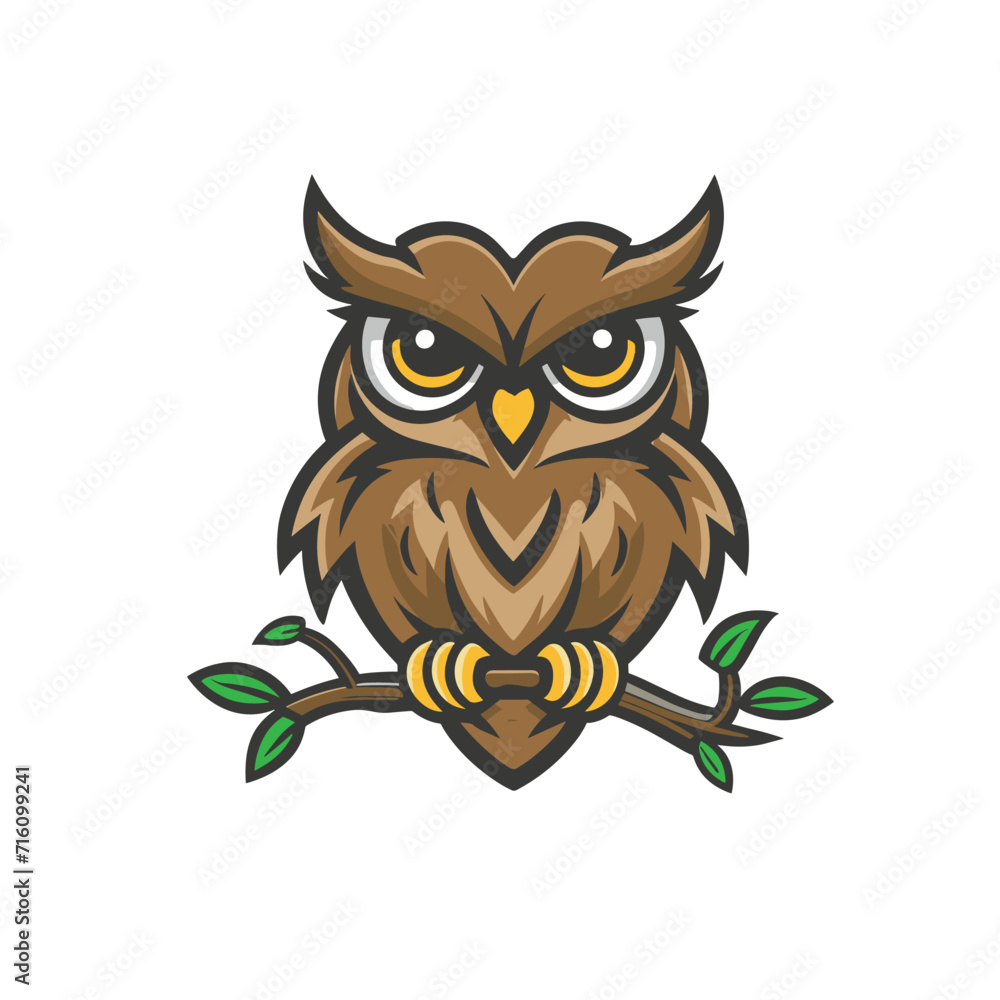 Obraz premium owl mascot flat vector logo