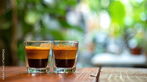 Two Glasses of Espresso Coffee