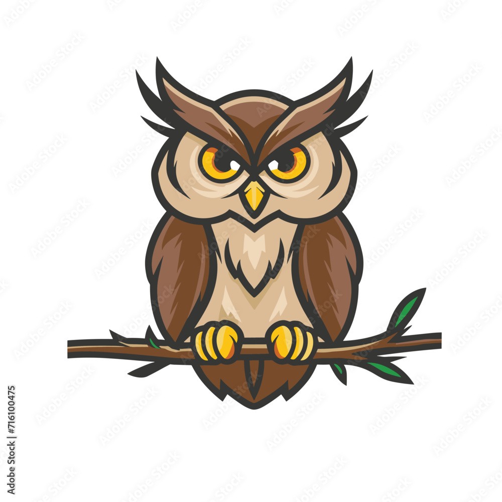 Obraz premium owl mascot flat vector logo