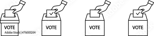 Voting and election icon. Election Vote concept .Hand putting voting paper in the ballot box . Set vote icon.