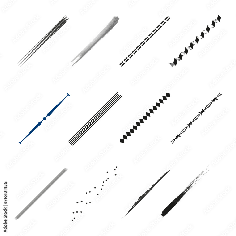 Naklejka premium Lines set in different styles. Vector illustration. EPS 10.