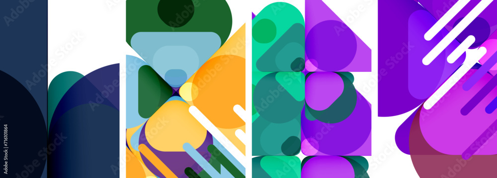 Colorful bright geometric abstract compositions for wallpaper, business card, cover, poster, banner, brochure, header, website