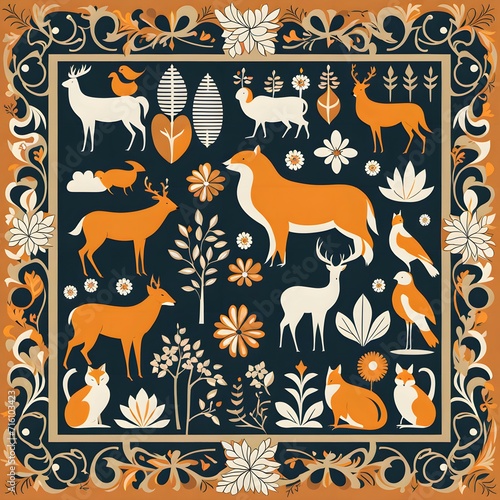 beautiful animal decoration pattern design art images from AI generated art