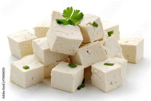 White background with tofu photo