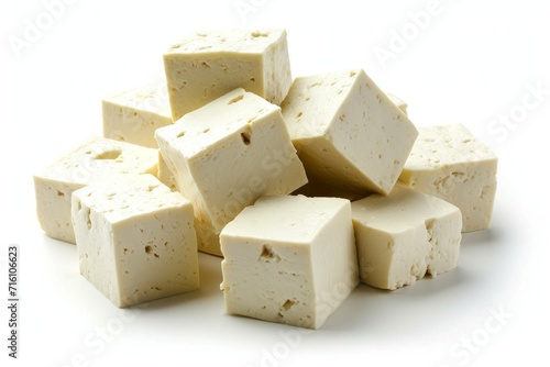 Tofu closeup on white background