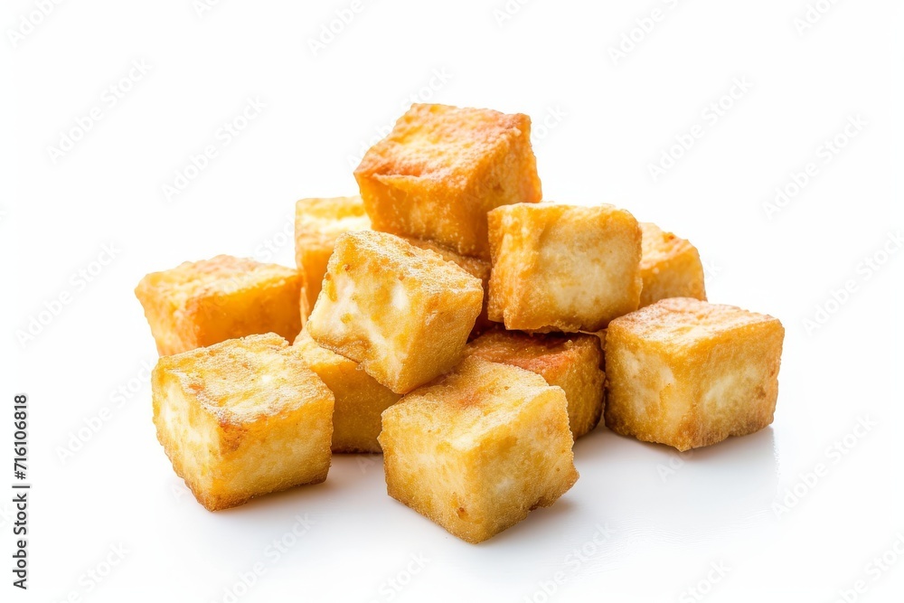 Tofu fried on a white background Tofu fried on a white background