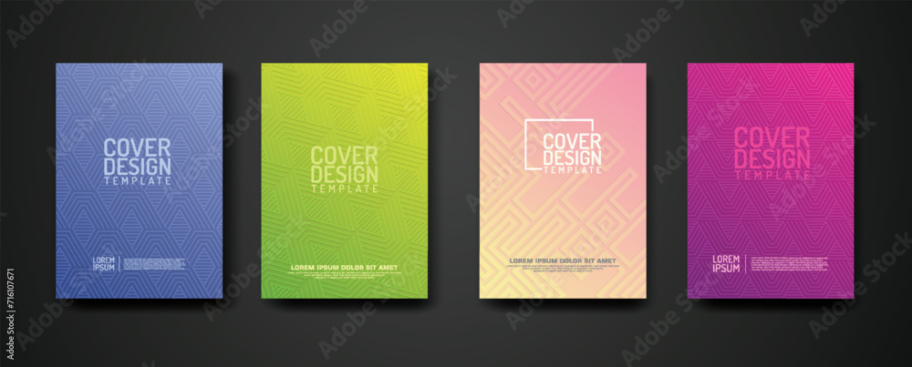 set cover Design template with geometric lines textured pattern background and dynamic gradation color