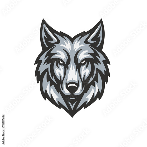 wolf face mascot flat vector logo