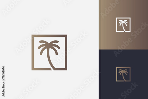 palm tree logo design vector template