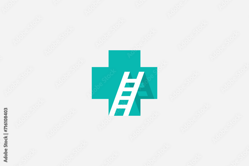 cross medical with ladder logo design vector template cross medical with ladder logo design vector template