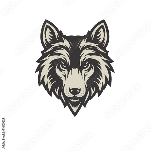wolf face mascot flat vector logo