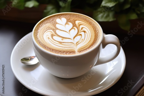 Creating latte art coffee photo