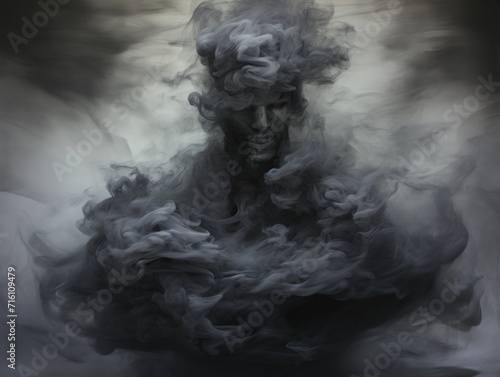 A man with smoke coming out of his head. Generative AI.