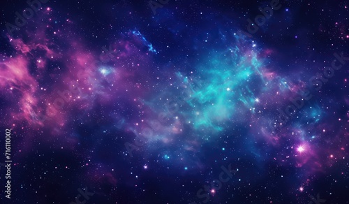 Galaxy background with realistic nebula and shining stars. blue nebula starry sky technology sci-fi background © IlluGrapix