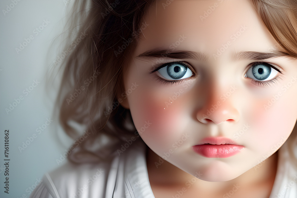 Fototapeta premium Artistic Portrait of a Young Girl's Emotions: Inside a Girl with a Blend of Sadness and Fear generative ai