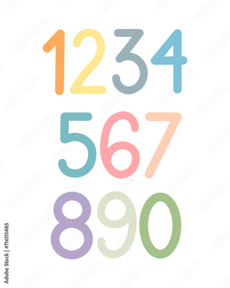 cartoon numbers. colorful vector illustration, flat style. Baby design for cards, print, posters, logo, cover