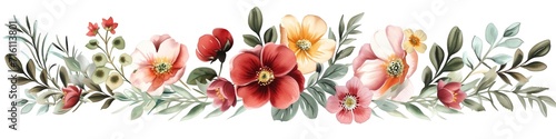 Botanical Flowers Banner in watercolor style