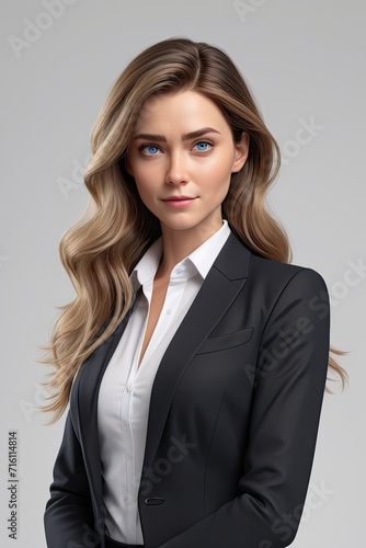 business woman portrait isometric 3d render