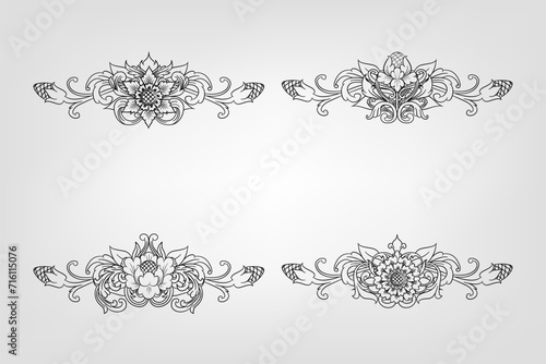 Classical Baroque Filigree Decoration Ornament Vintage Floral Border Style Antique Art Retro