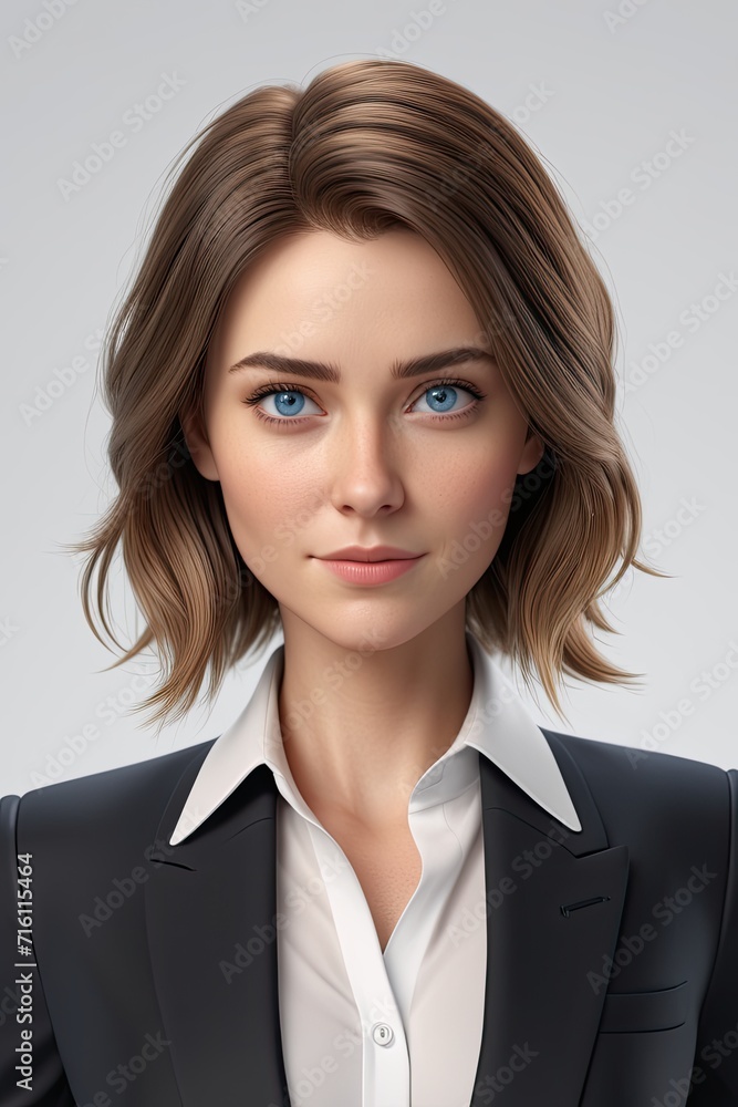 business woman portrait isometric 3d render business woman portrait isometric 3d render