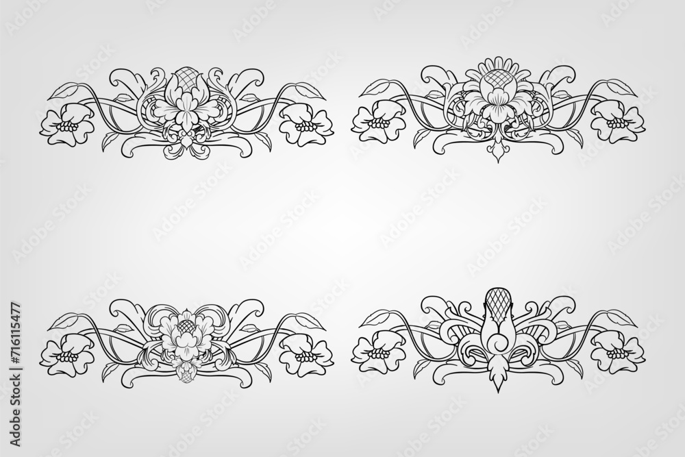 Classical Baroque Filigree Decoration Ornament Vintage Floral Border Style Antique Art Retro