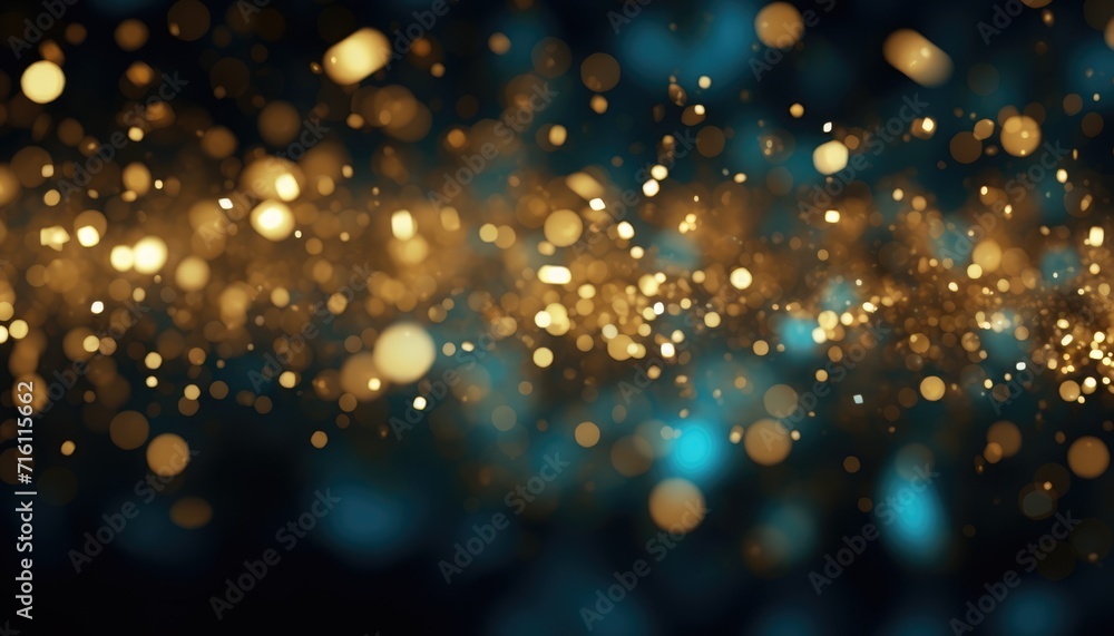Neon Blue With Gold Particles Abstract Sparkles Bokeh Background. Neon Blue With Gold Particles Abstract Sparkles Bokeh Background.