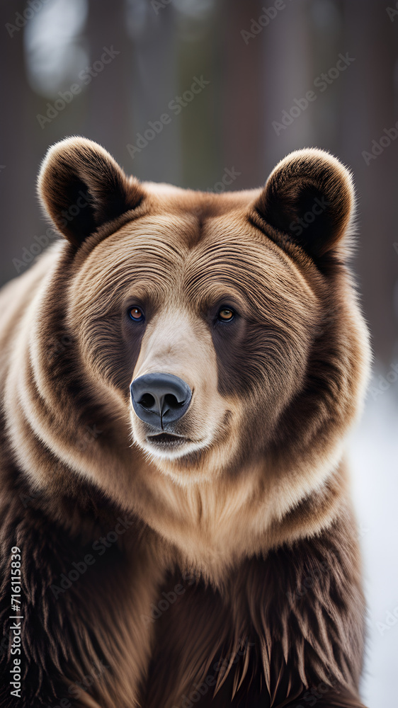 Bear Portrait Illustration Art Generative AI. Bear Portrait Illustration Art Generative AI.