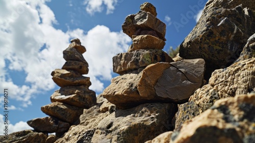 The rocks are stacked high, reaching towards the sky, as if aspiring for a higher purpose. © Justlight