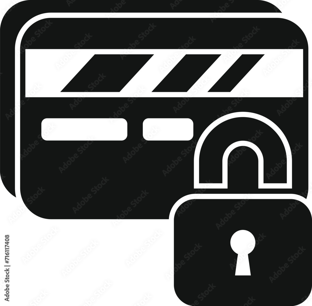 Credit card lock icon simple vector. Document protect. Use private business Credit card lock icon simple vector. Document protect. Use private business