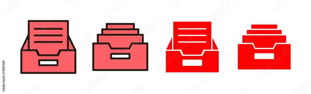 Archive folders icon set illustration. Document vector icon. Archive storage icon. Archive folders icon set illustration. Document vector icon. Archive storage icon.