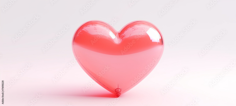 Minimalist Fun: Translucent Inflatable Heart Toy for Kids, Heart Bubble, Heart Balloon, Heart shaped Balloon, 3D Heart, 3D heart illustration, Transparent red heart, red plastic heart bubble red bubbl